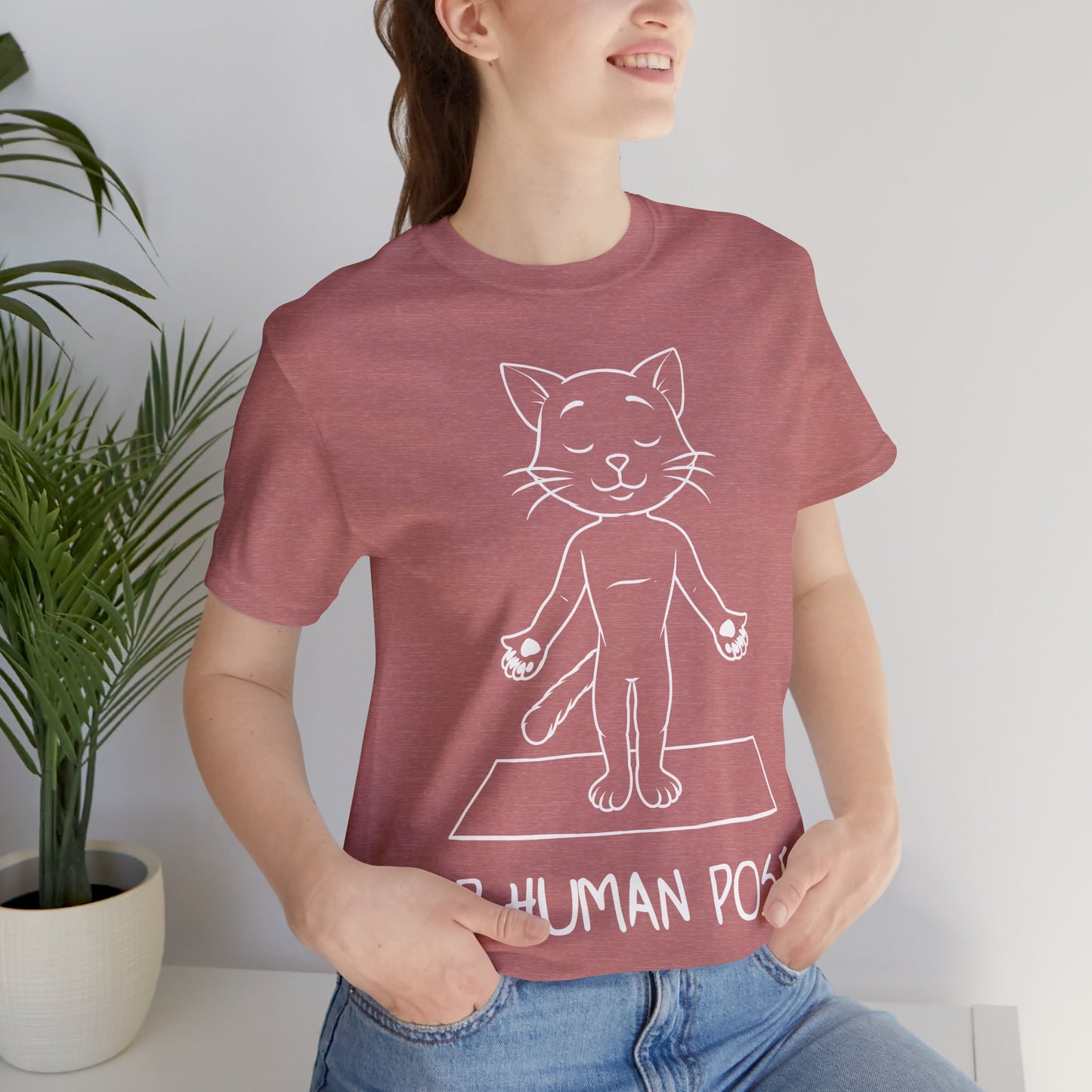 Up Human Pose - Unisex Cat Yoga Tee I Relaxation Gift I Yoga & Pet Lover T-Shirt I Quirky Animal Tee I Fun Gift for Cat Owners I Cute Tee for Zen Vibes
