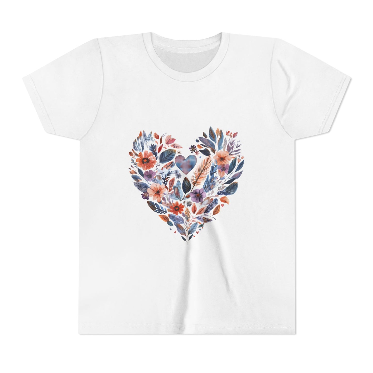 Floral Heart Kids Yoga T-Shirt - Watercolor Girls, Boys Shirt For Yoga I Meditation Tee For Kids I Heart Mandala Tee