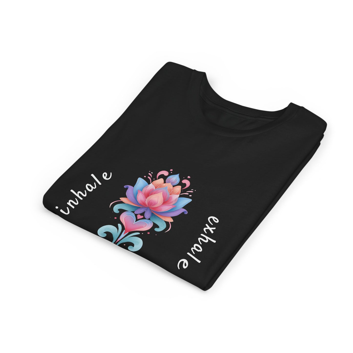 Lotus Flower Inhale Exhale Unisex Youth Yoga Tee | Yoga Inspirational T-Shirt for Kids I Youth Yoga Mindfulness  Apparel