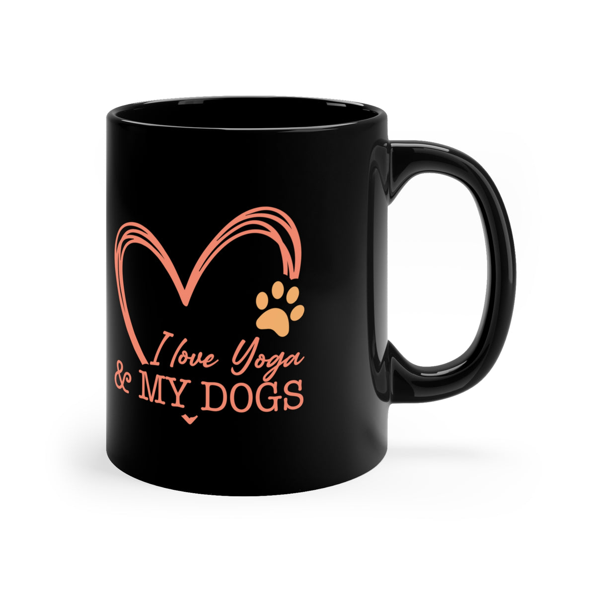 I Love You & My Dogs Black Coffee Mug — 11oz Heart & Paw Pet Lover Gift I Dog Lovers Coffee Cup I Meditation Gift