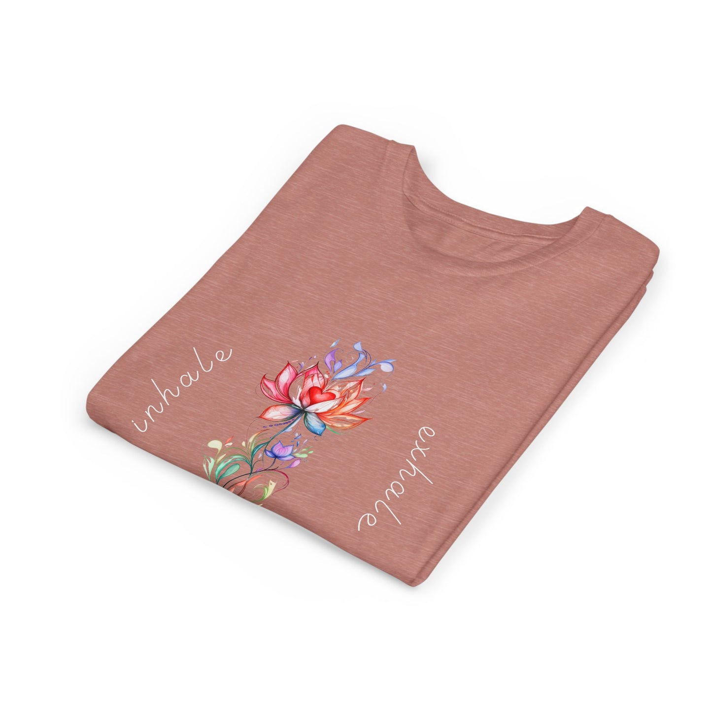 Lotus Flower Inhale Exhale Unisex Youth Yoga Tee | Yoga Inspirational T-Shirt for Kids I Youth Yoga Mindfulness  Apparel