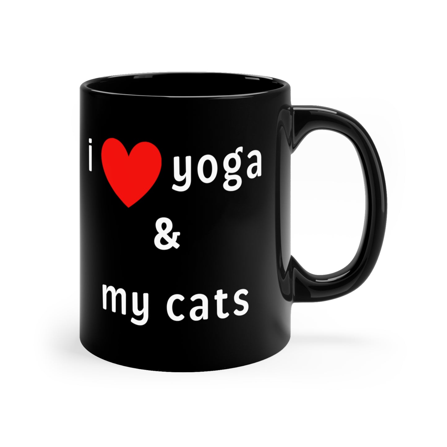 I Love Yoga & My Cats Lover Coffee Mug I Funny Gift for Yoga Enthusiasts I Cat Owners I Black Mug for Yoga Lovers I Gift for Birthdays & Holidays