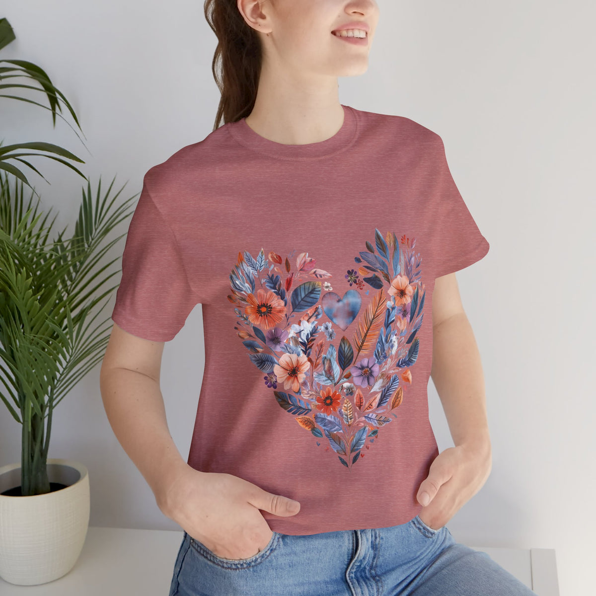 Floral Heart Yoga T-Shirt - Watercolor Mandala Shirt I Meditation Shirt I Namaste Tee For Yogi