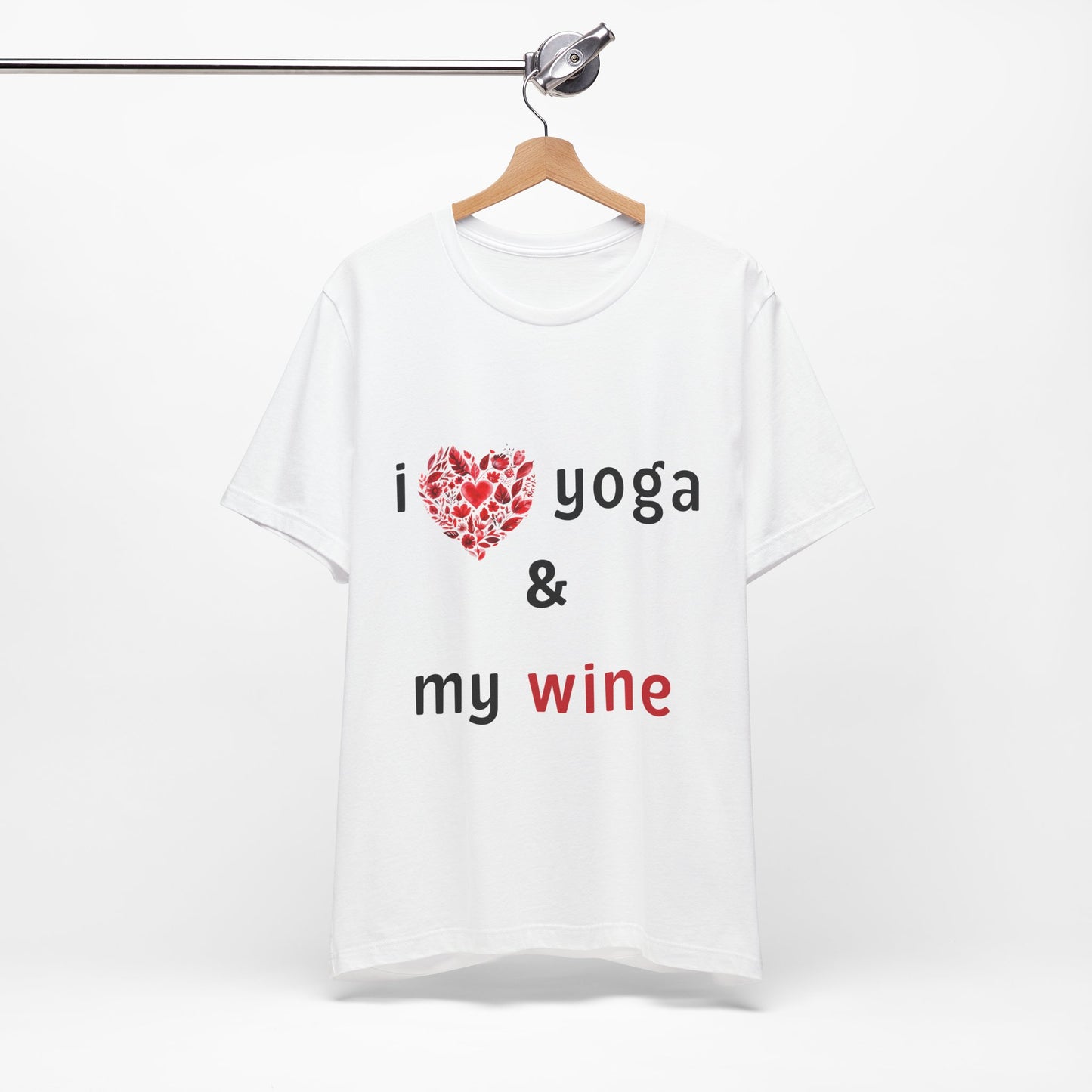 I Love Yoga & My Wine Unisex Tee - Perfect for Yogis and Wine Lovers I Funny Yoga Gift I Self-Care Meditation Apparel