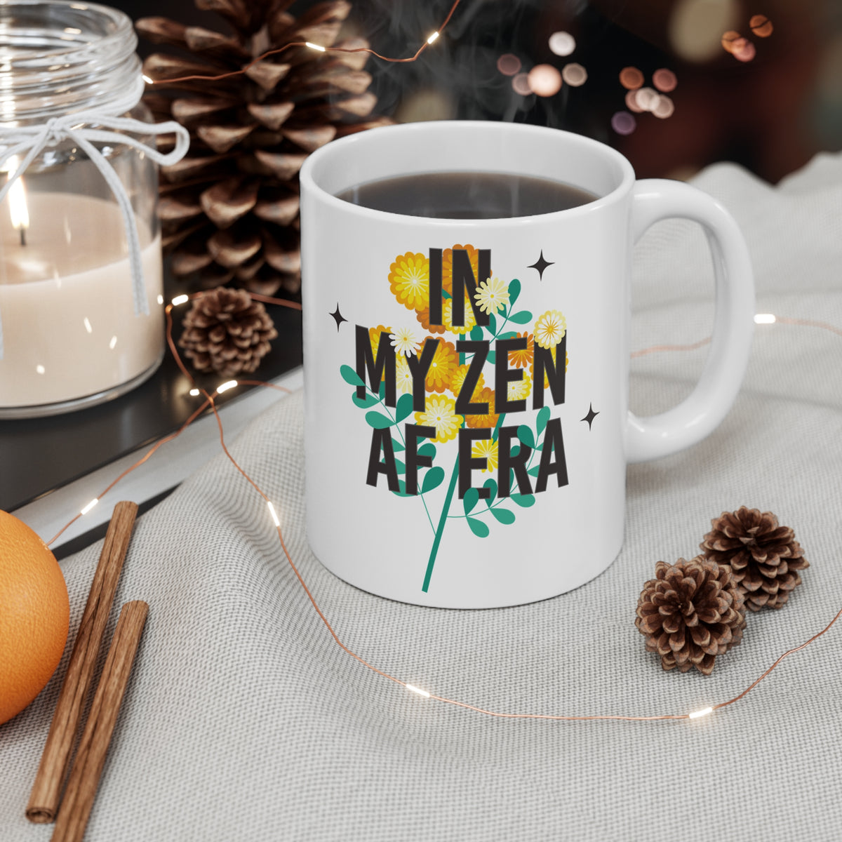 Yoga Coffee Mug "In My Zen AF Era" - Floral Coffee Cup I Meditation Gift For Yogi I Zen Mug I Funny Yoga Mug