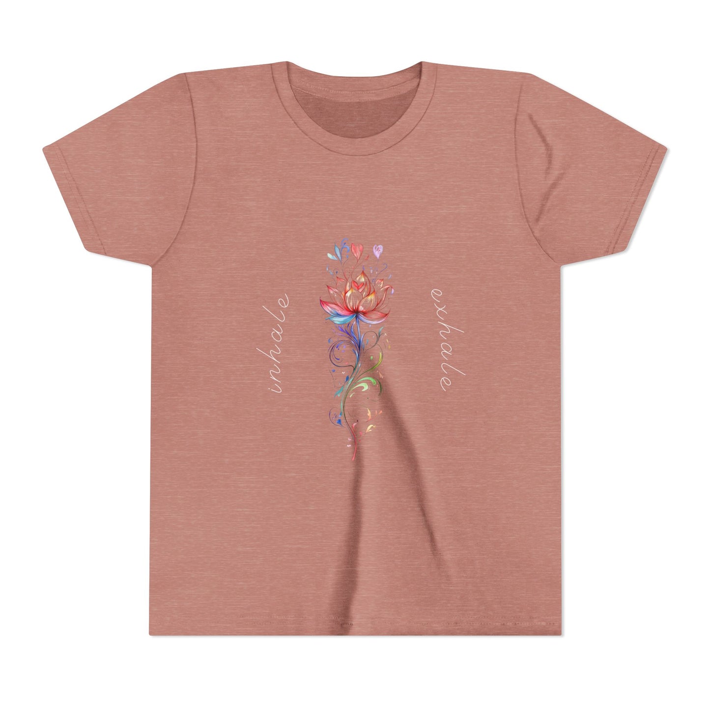 Lotus Flower Inhale Exhale Unisex Youth Yoga Tee | Yoga Inspirational T-Shirt for Kids I Youth Yoga Mindfulness  Apparel