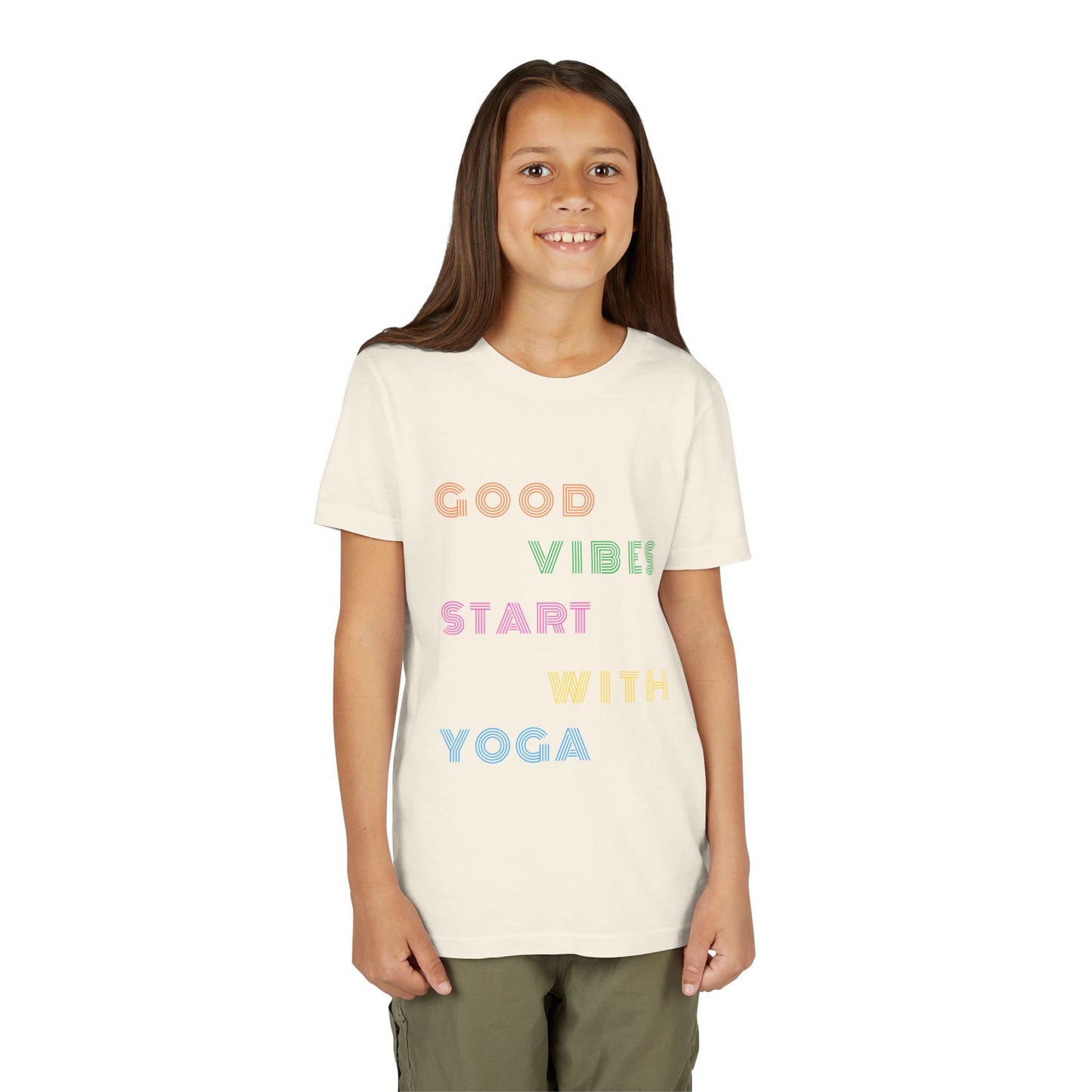 Good Vibes Start With Yoga Youth Yoga Tee - Yoga Apparel for Kids I Kids Cool Yoga T-Shirts I Self-Care Meditation Apparel