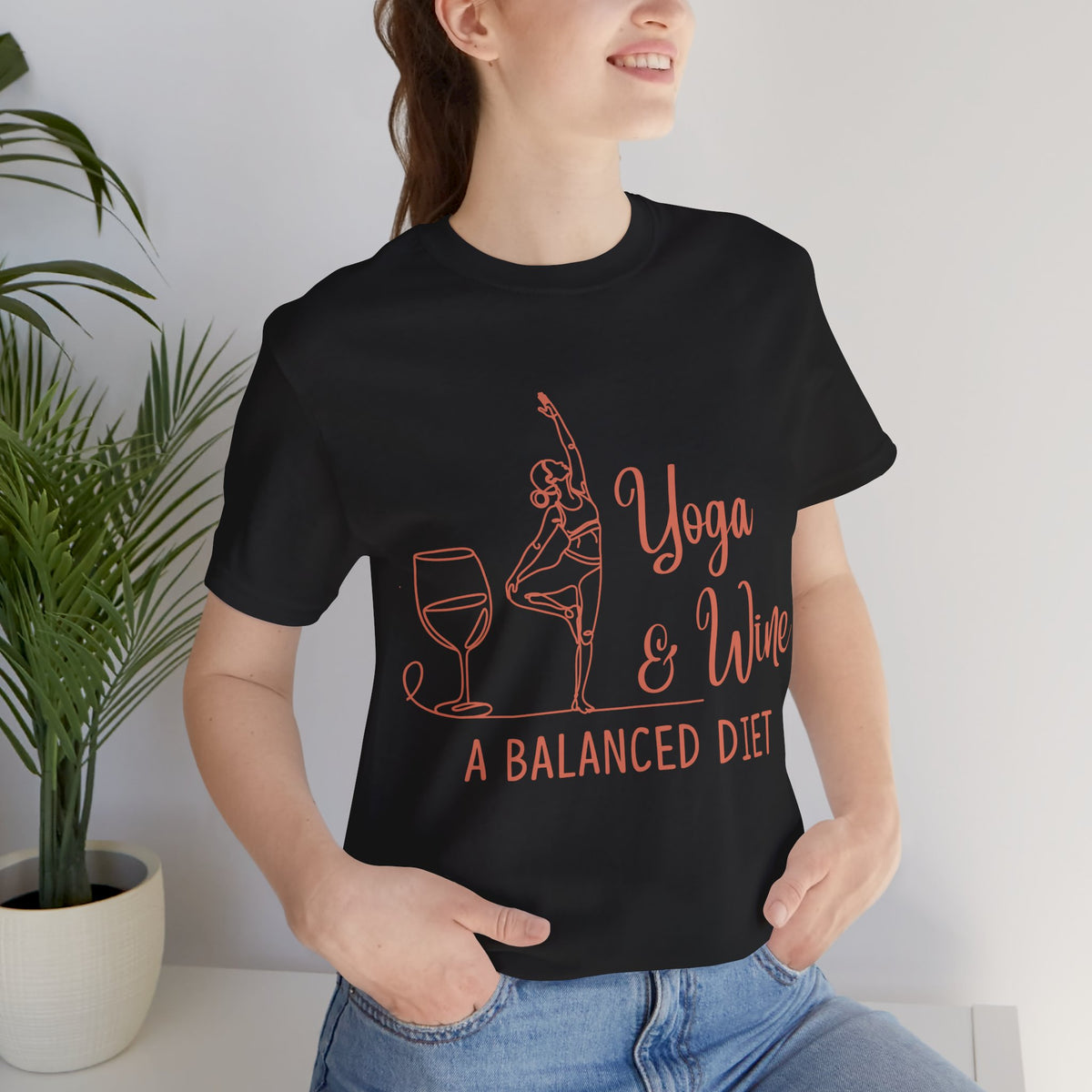 Yoga & Wine Tee — "A Balanced Diet" Yoga T-Shirt I Funny Yoga Shirt I Meditation Tee I Wine Lover Gift