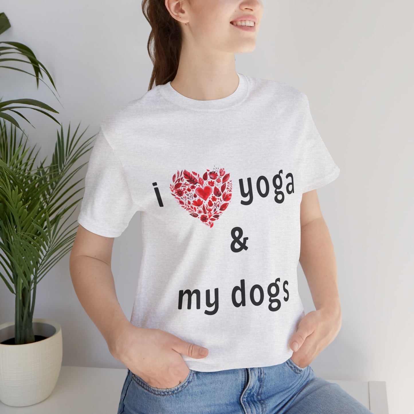 I Love Yoga & My Dogs Unisex Yoga Tee - Perfect Gift for Yoga Enthusiasts and Dog Lovers I Self-Care Meditation Apparel