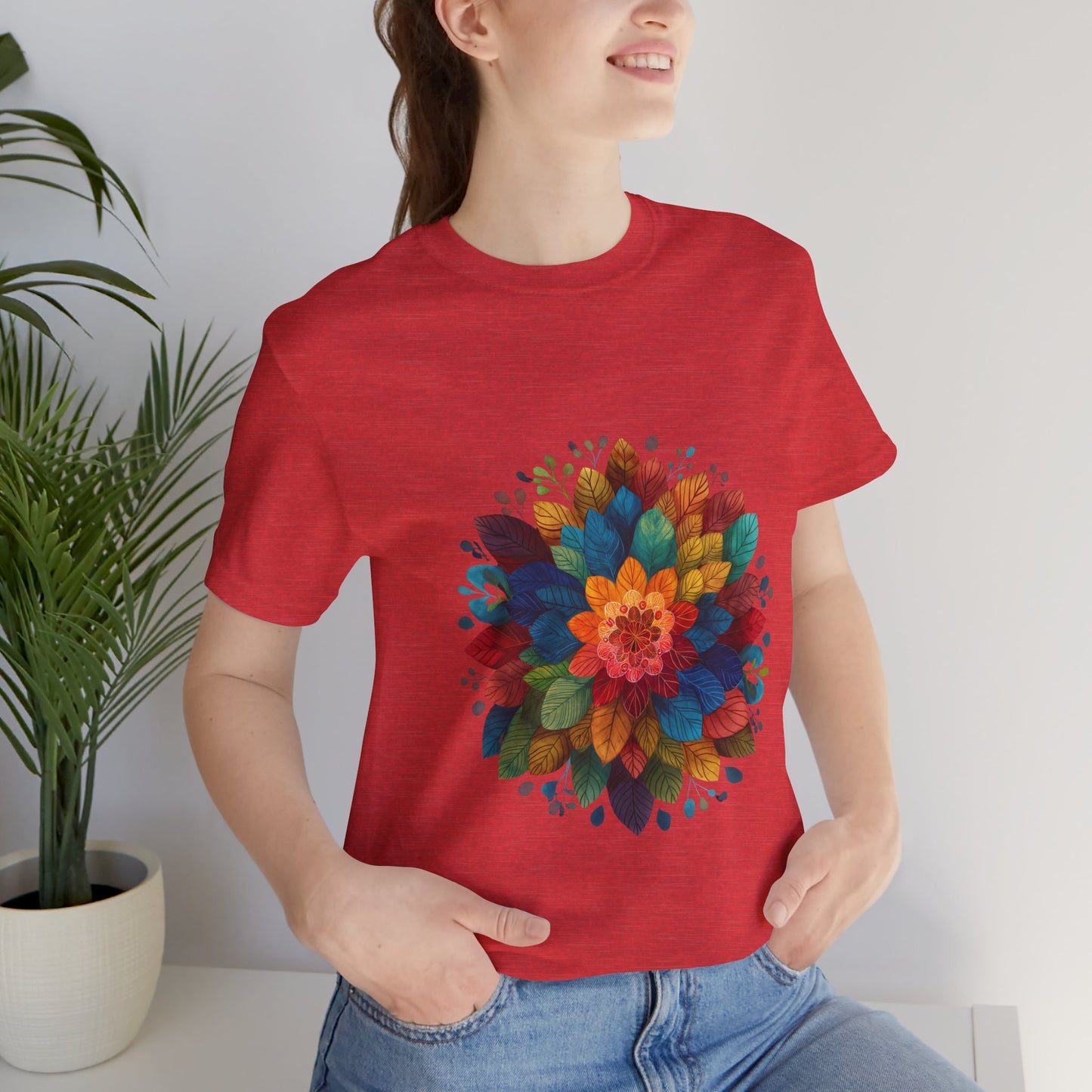 Vibrant Mandala Yoga Unisex Tee I Colorful Graphic T-Shirt I Nature Lover Gift I Yoga Self-Care Meditation Apparel