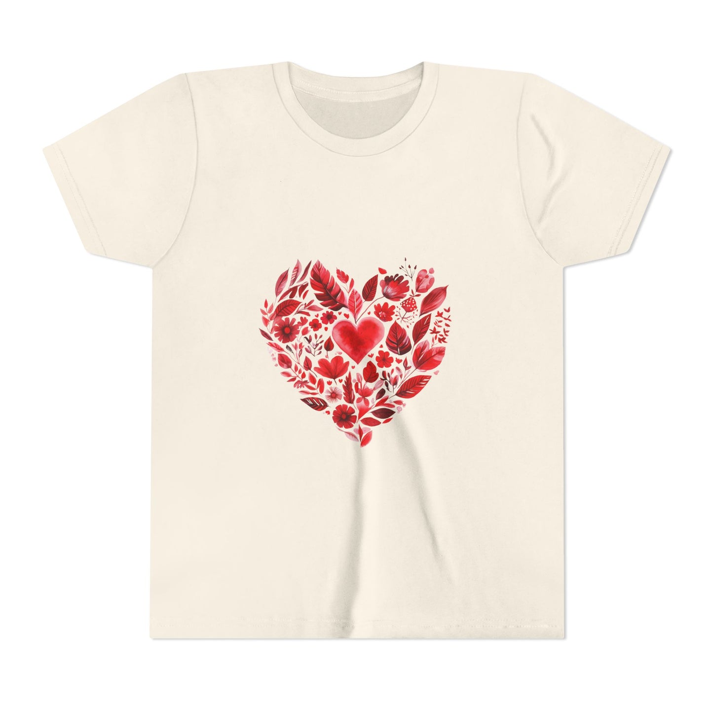Heart Blossom Youth Tee - Cute Gift for Kids I Summer & Yoga T-Shirt I Floral Design I Birthday Outfit I Valentine's Day Wear