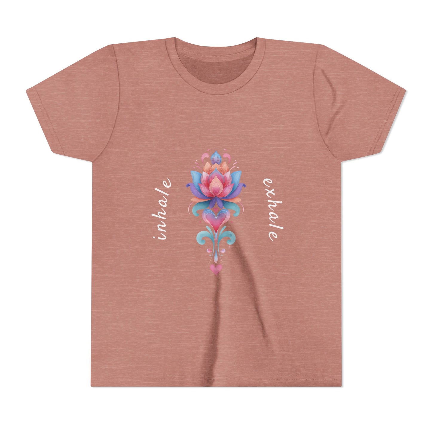 Lotus Flower Inhale Exhale Unisex Youth Yoga Tee | Yoga Inspirational T-Shirt for Kids I Youth Yoga Mindfulness  Apparel
