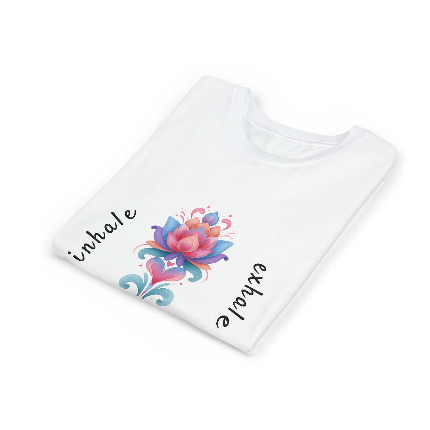 Lotus Flower Inhale Exhale Unisex Youth Yoga Tee | Yoga Inspirational T-Shirt for Kids I Youth Yoga Mindfulness  Apparel