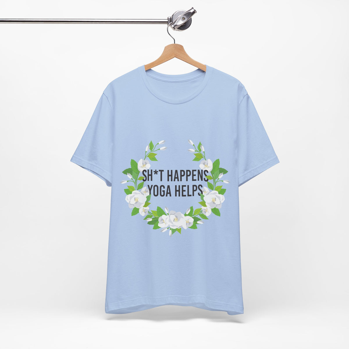 Yoga Tee “Sh*t Happens, Yoga Helps” Floral Relaxation T-Shirt I Funny Yoga Shirt I Meditation Gift For Yogini