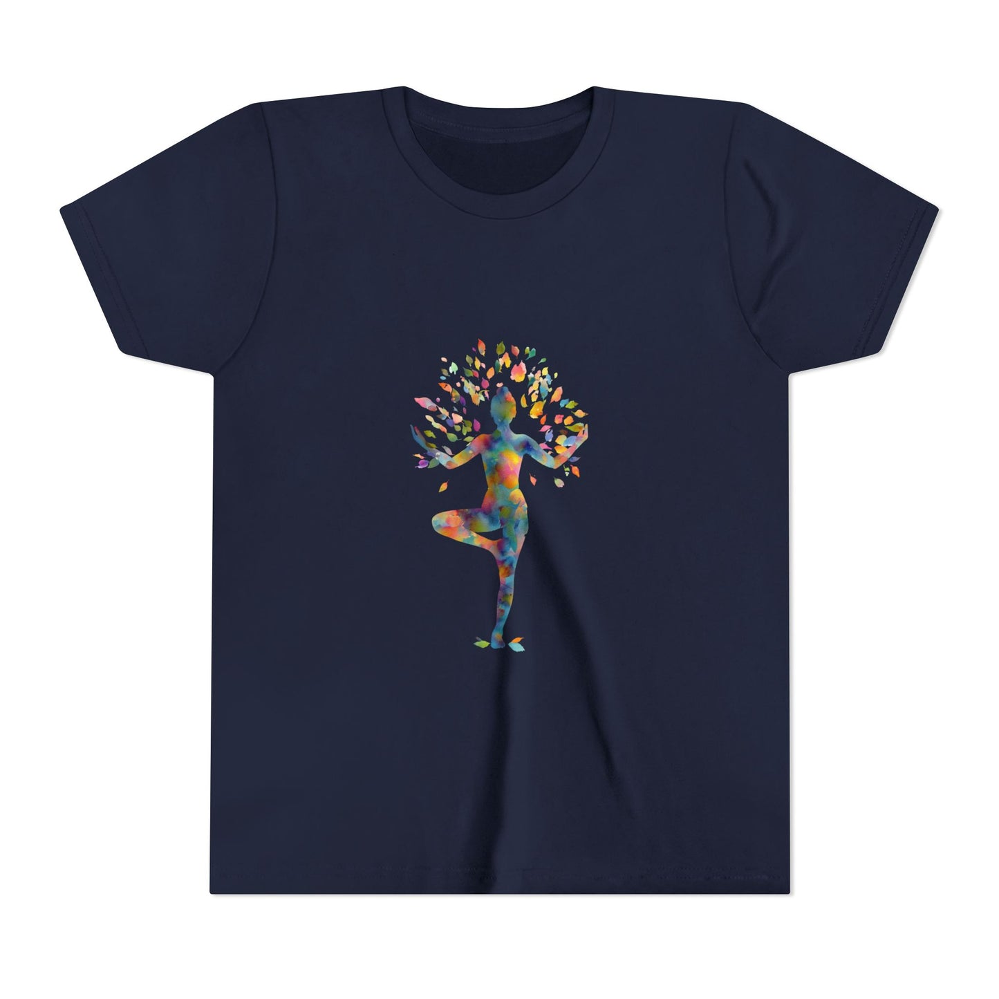 Tree Pose Colorful Yoga - Inspired Youth Tee - Kids Meditation T-Shirt I Mindfulness T-Shirt I Boho Kids Top I Birthday Gift for Young Yogis
