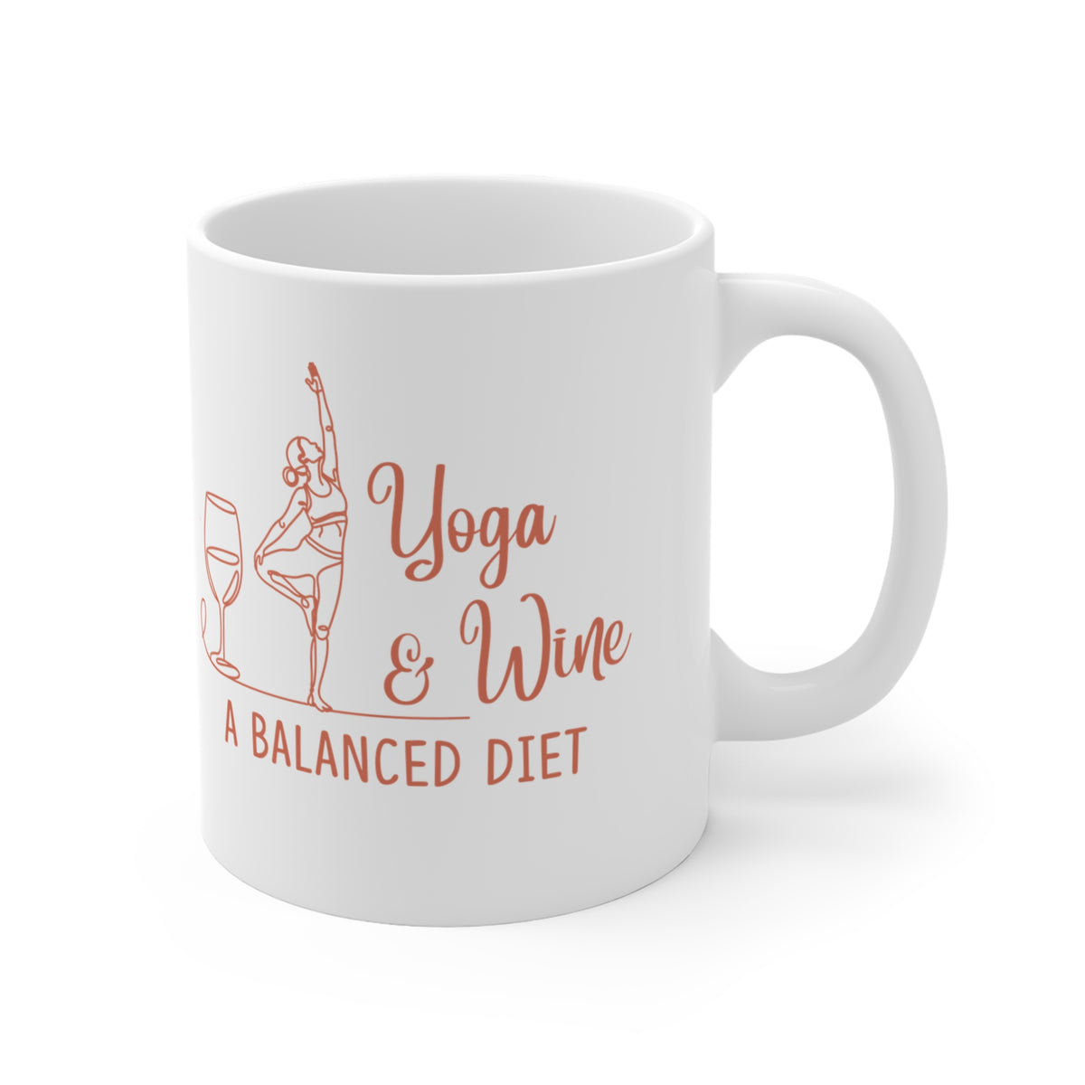 Yoga & Wine Mug — "A Balanced Diet" 11oz Ceramic Coffee Cup I Funny Yoga Mug I Meditation Gift For Yogi