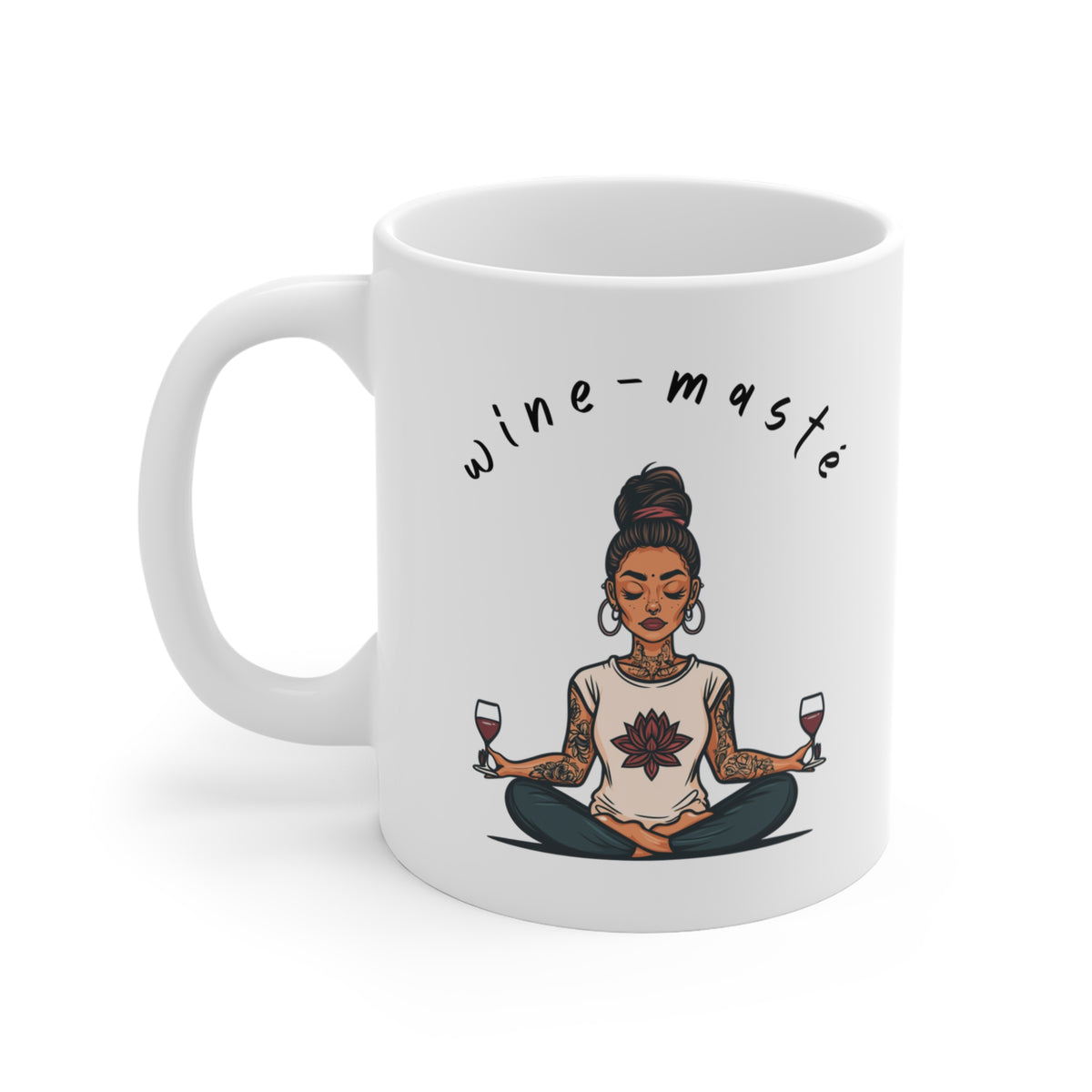 Yoga & Wine Coffee Mug - Meditation Mug I Funny Yoga Mug I Gift For Yogini I Wine Lover's Cup I Wellness Gift