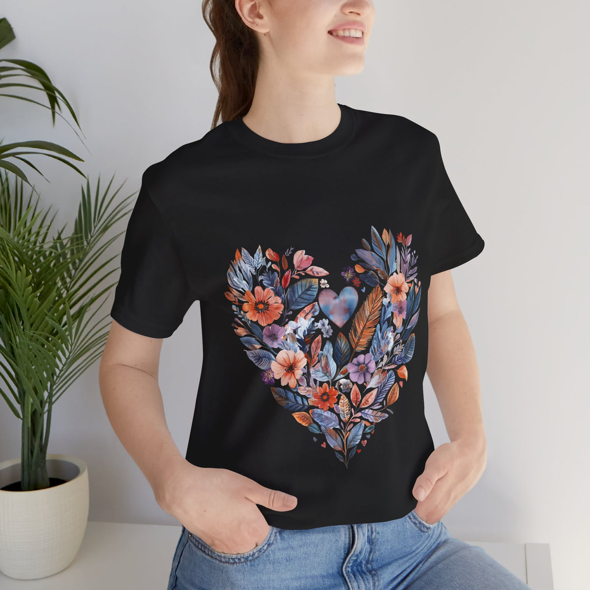 Floral Heart Yoga T-Shirt - Watercolor Mandala Shirt I Meditation Shirt I Namaste Tee For Yogi