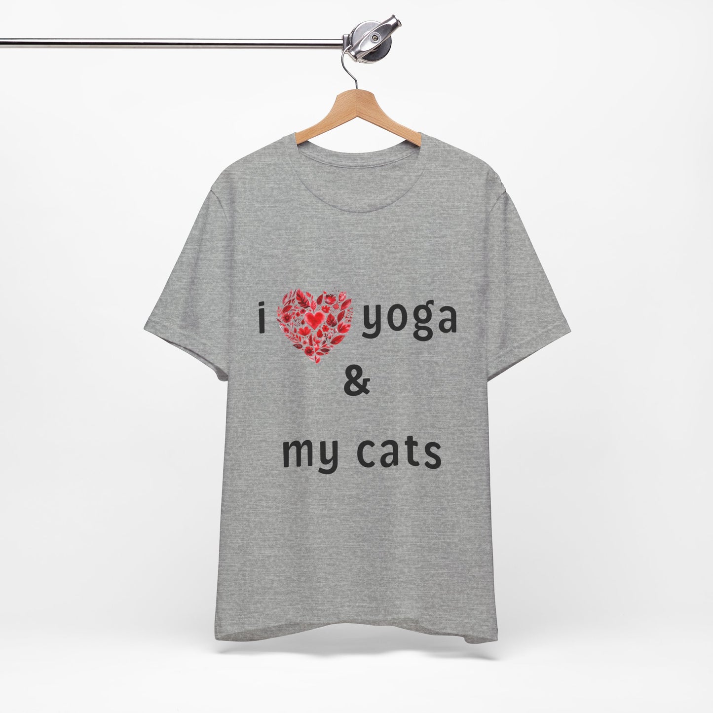 I Love Yoga & My Cats Tee | Cat & Yoga Lovers T-Shirt I Yoga Unisex Tee Gift for Cat Moms & Yogis I Self-Care Meditation Apparel
