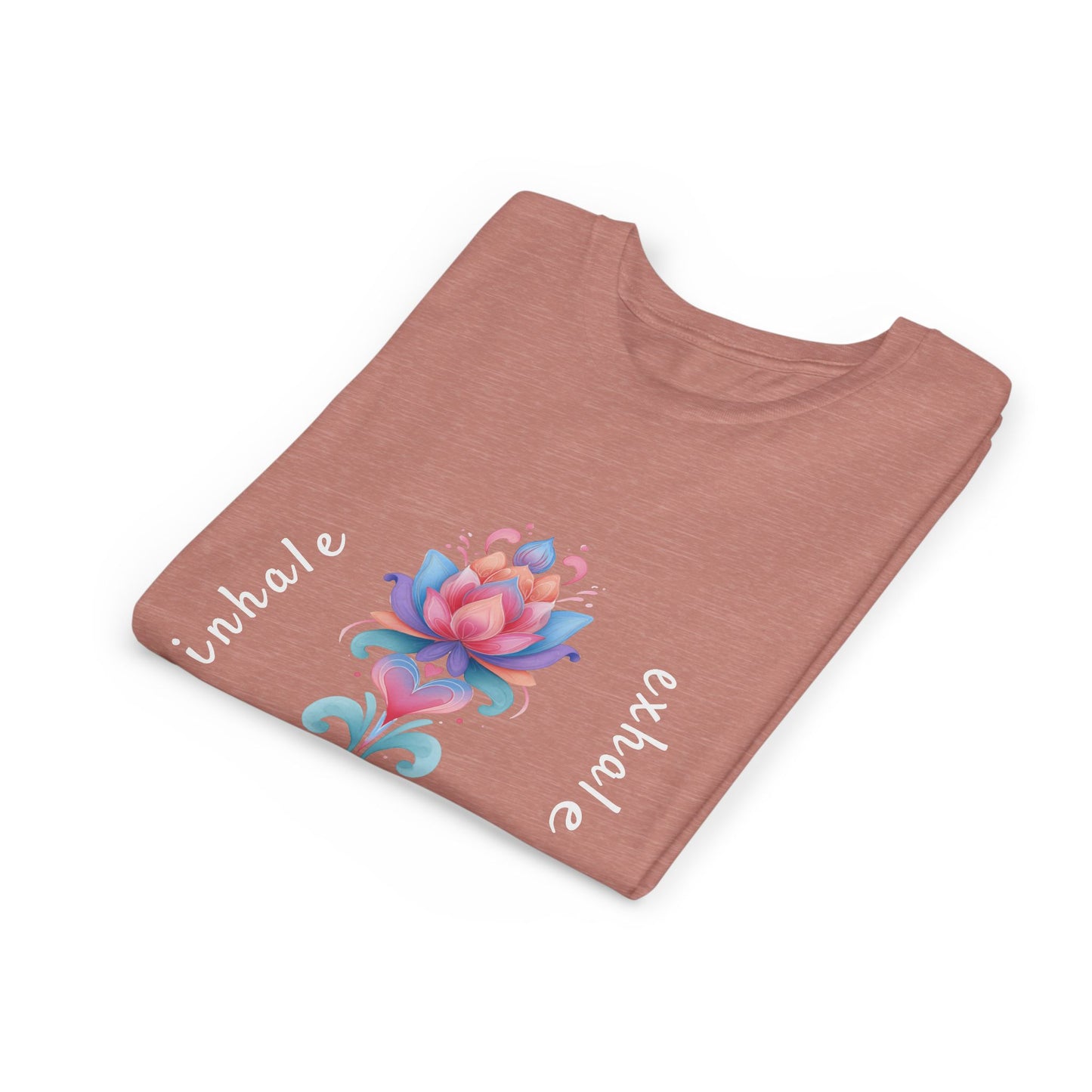 Lotus Flower Inhale Exhale Unisex Youth Yoga Tee | Yoga Inspirational T-Shirt for Kids I Youth Yoga Mindfulness  Apparel