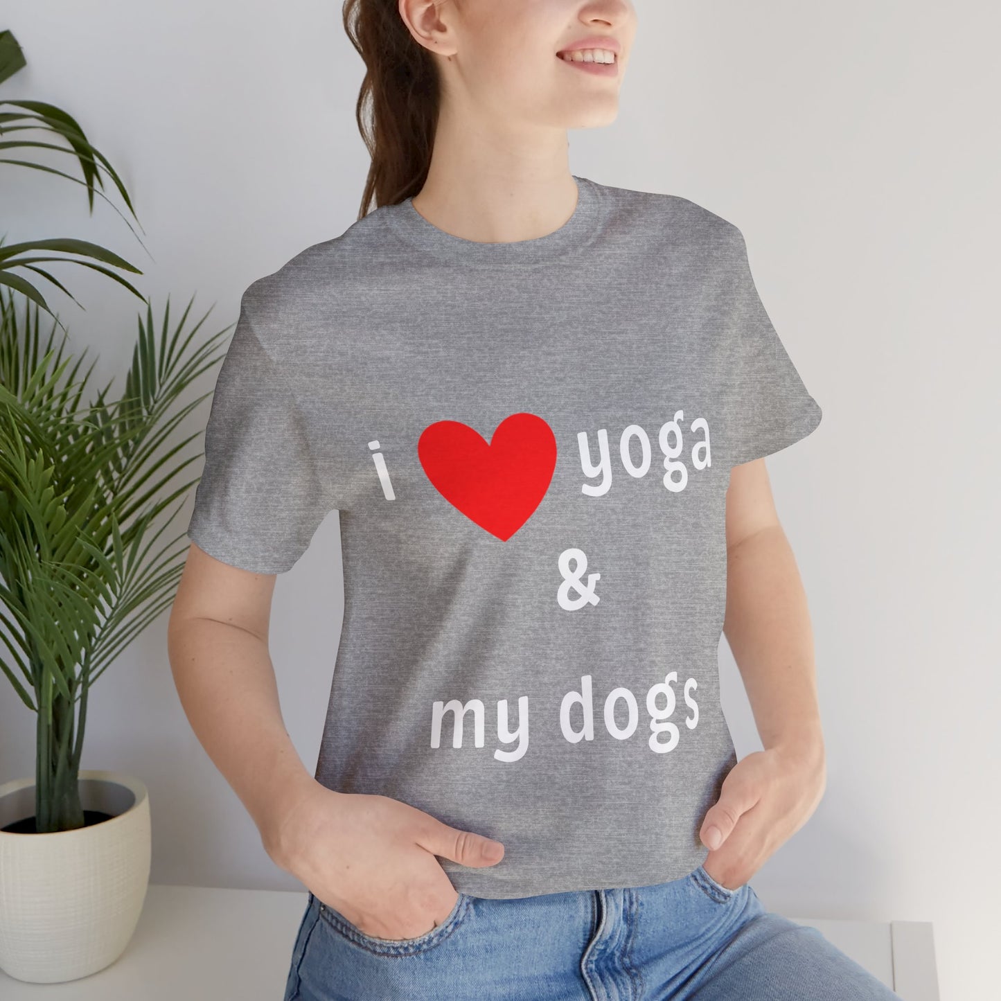 I Love Yoga & My Dogs Unisex Jersey Tee - Perfect Gift for Yoga Enthusiasts and Dog Lovers