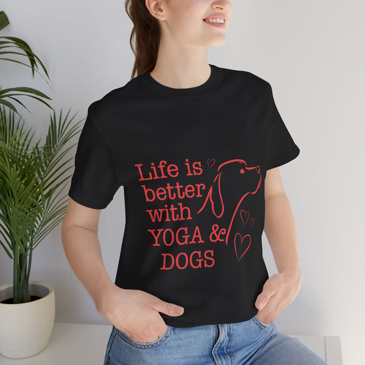 Life Is Better With Yoga & Dogs T‑Shirt I Dog Lovers Shirt I Meditation Gift I Cute Yoga Tee