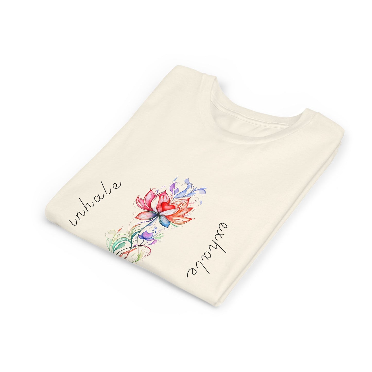 Lotus Flower Inhale Exhale Unisex Youth Yoga Tee | Yoga Inspirational T-Shirt for Kids I Youth Yoga Mindfulness  Apparel