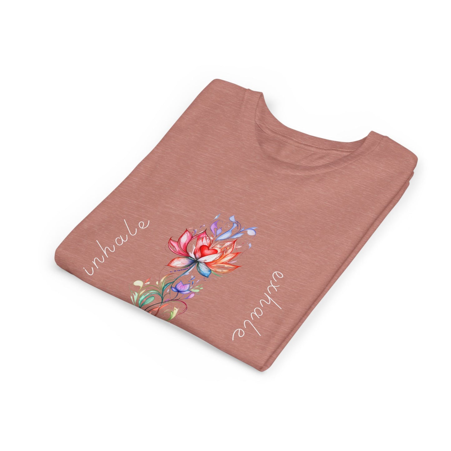 Lotus Flower Inhale Exhale Unisex Youth Yoga Tee | Yoga Inspirational T-Shirt for Kids I Youth Yoga Mindfulness  Apparel