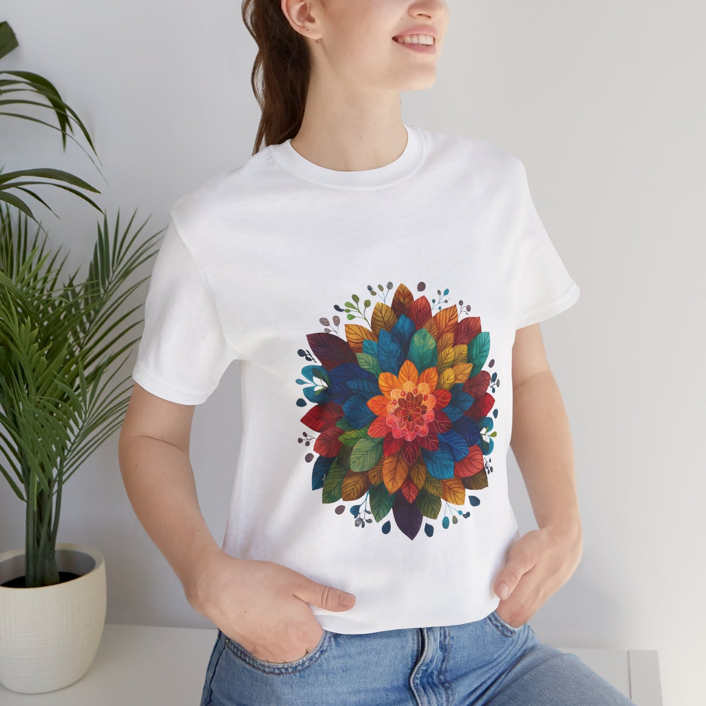 Vibrant Mandala Yoga Unisex Tee I Colorful Graphic T-Shirt I Nature Lover Gift I Yoga Self-Care Meditation Apparel