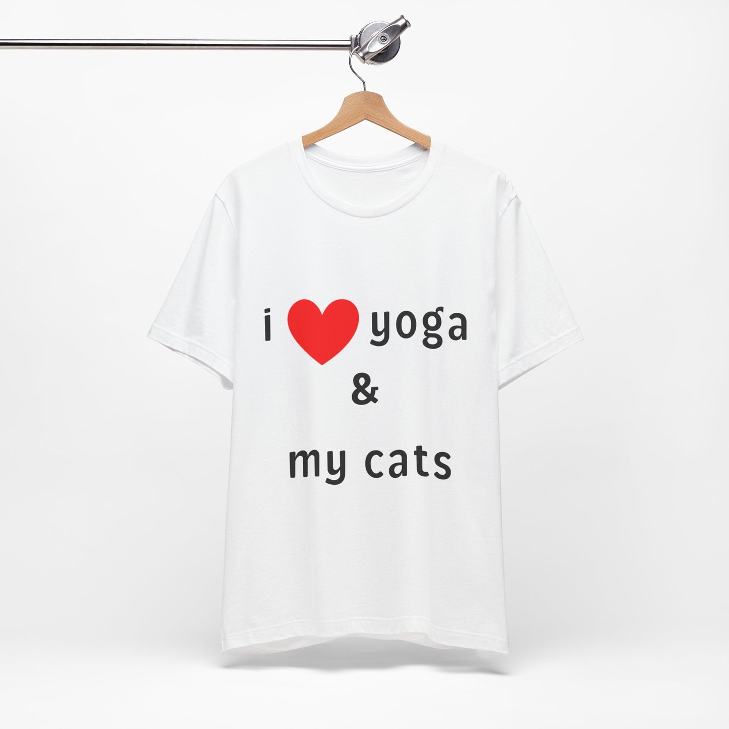 I Love Yoga & My Cats Tee | Cat & Yoga Lovers T-Shirt I Yoga Unisex Tee Gift for Cat Moms & Yogis I Self-Care Meditation Apparel
