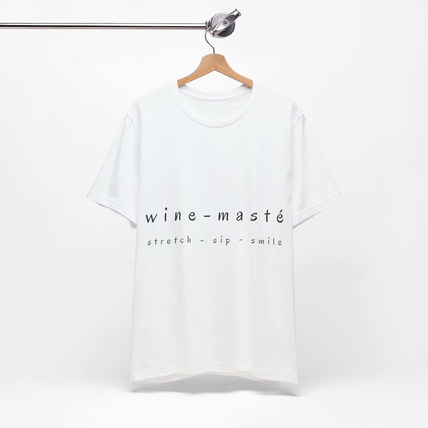 Wine-Masté Stretch Sip Smile - Unisex Yoga Tee I Funny Wine Lover Gift I Wine & Yoga Enthusiast Apparel I Birthday Party Humor T-Shirt