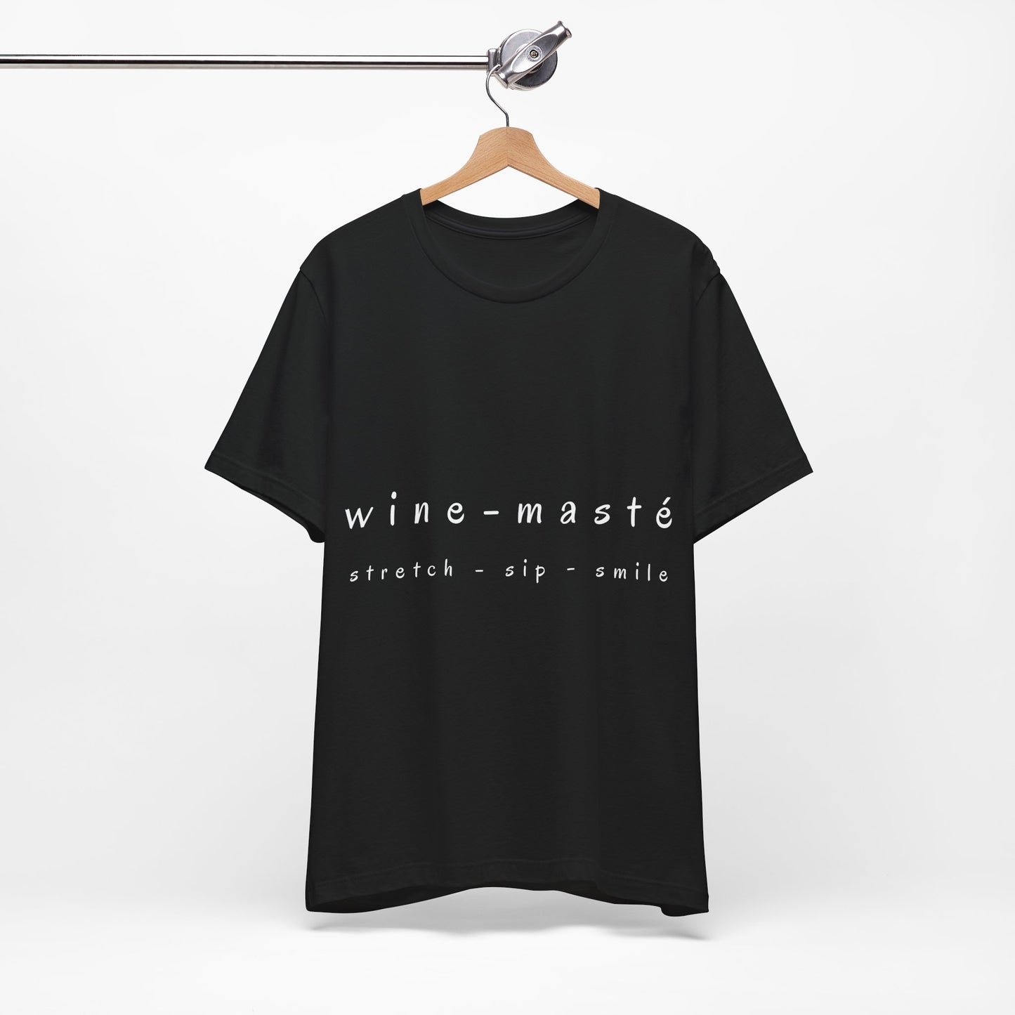 Wine-Masté Stretch Sip Smile - Unisex Yoga Tee I Funny Wine Lover Gift I Wine & Yoga Enthusiast Apparel I Birthday Party Humor T-Shirt