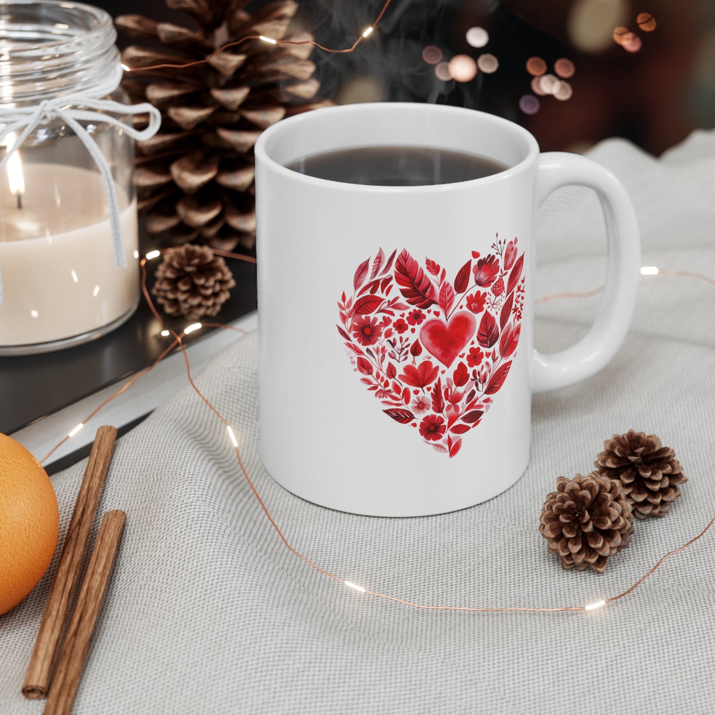Romantic Floral Heart Mandala Mug - Perfect Gift for Couples I Tea Lovers I Yoga Enthusiasts I Valentine's Day I Birthday I Home Decor I Coffee Mug