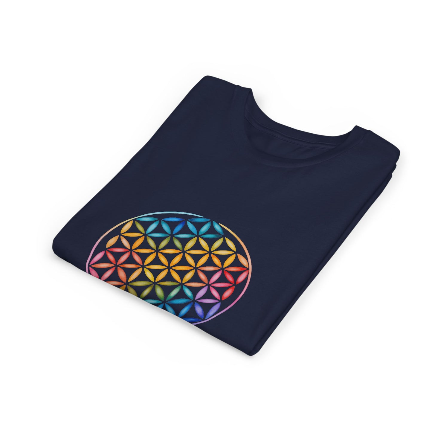 Flower Of Life Youth Yoga Tee - Colorful Flower of Life Design I Kids Art T-Shirt I Summer Fun for Young Yogis  I Gift for Birthdays I Spiritual Vibes Tee