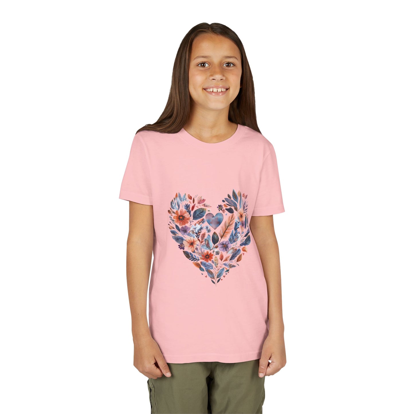 Floral Heart Kids Yoga T-Shirt - Watercolor Girls, Boys Shirt For Yoga I Meditation Tee For Kids I Heart Mandala Tee