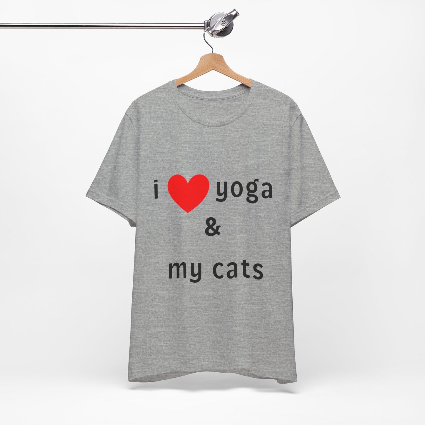 I Love Yoga & My Cats Tee | Cat & Yoga Lovers T-Shirt I Yoga Unisex Tee Gift for Cat Moms & Yogis I Self-Care Meditation Apparel