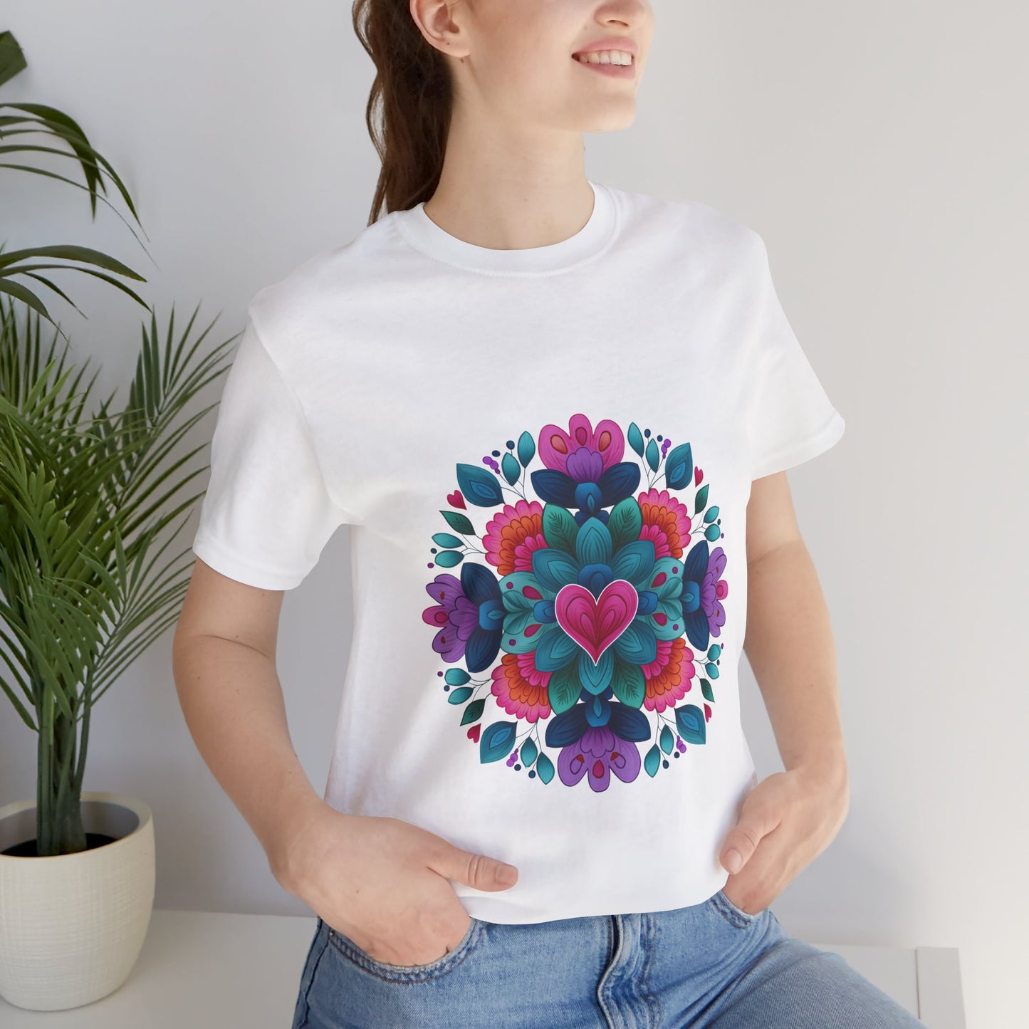 Vibrant Mandala Yoga Unisex Tee - Colorful Yoga Casual Wear I Mindfulness Gift for Her I Boho Style T-Shirt