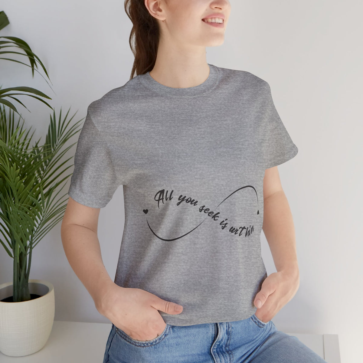 All You Seek Is Within Yoga T‑Shirt - Infinity Symbol Tee I Namaste Shirt I Meditation Gift For Yoga Lovers I Zen Vibes Tee