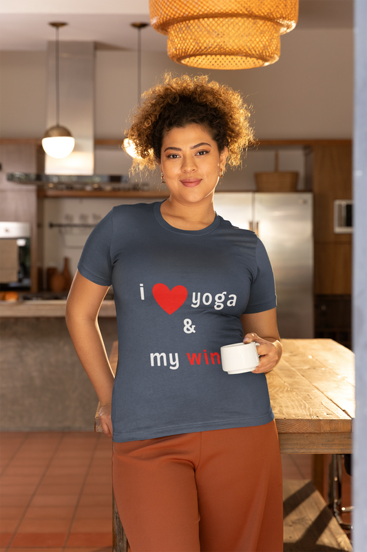 I Love Yoga & My Wine Unisex Tee - Perfect for Yogis and Wine Lovers I Funny Yoga T-Shirt I Self-Care Meditation Apparel