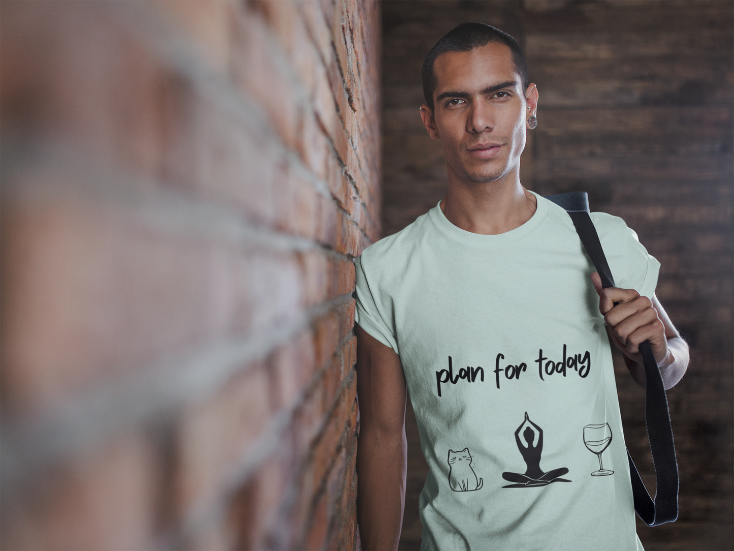 "Plan For Today" Unisex Tee I Relaxation T-Shirt I Cat & Wine Lover Gift I Yoga Humor Tee I Self-Care Meditation Apparel