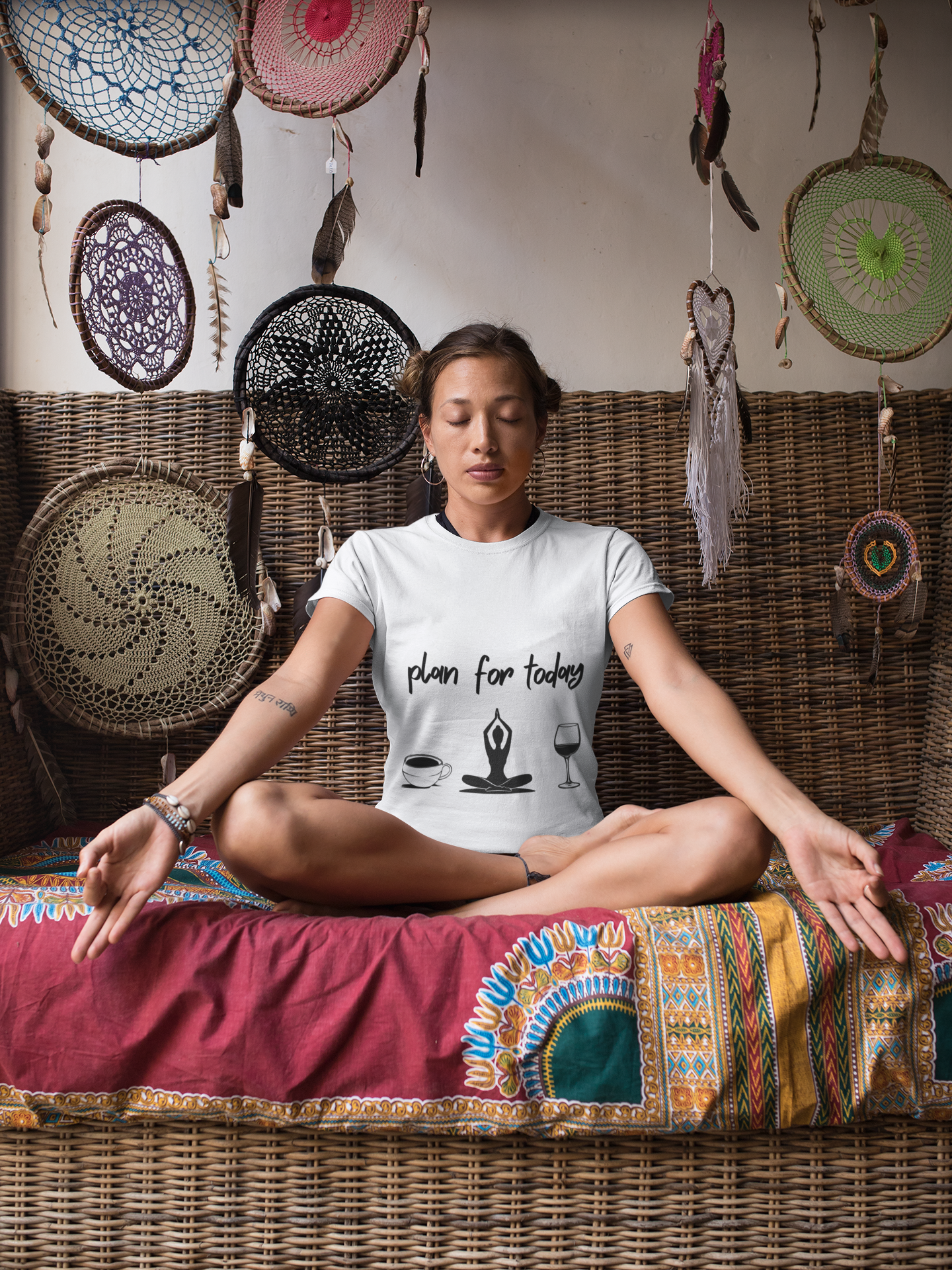 "Plan for Today" Unisex Tee - RelaxationT- Shirt I Coffee and Wine Humor I Casual Meditation Wear I Gift for Friends I Mood Lifting Apparel