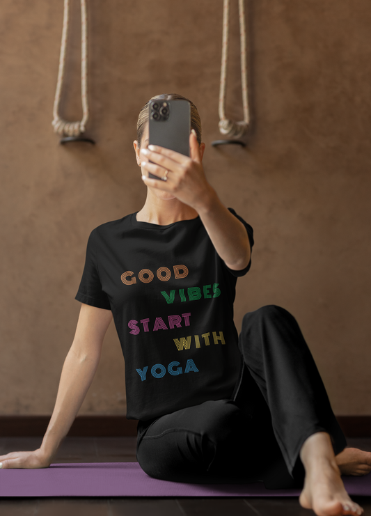Good Vibes Start With Yoga Tee I Unisex Yoga T-Shirt I Wellness Gift for Yogis I Positive Vibes T-Shirt