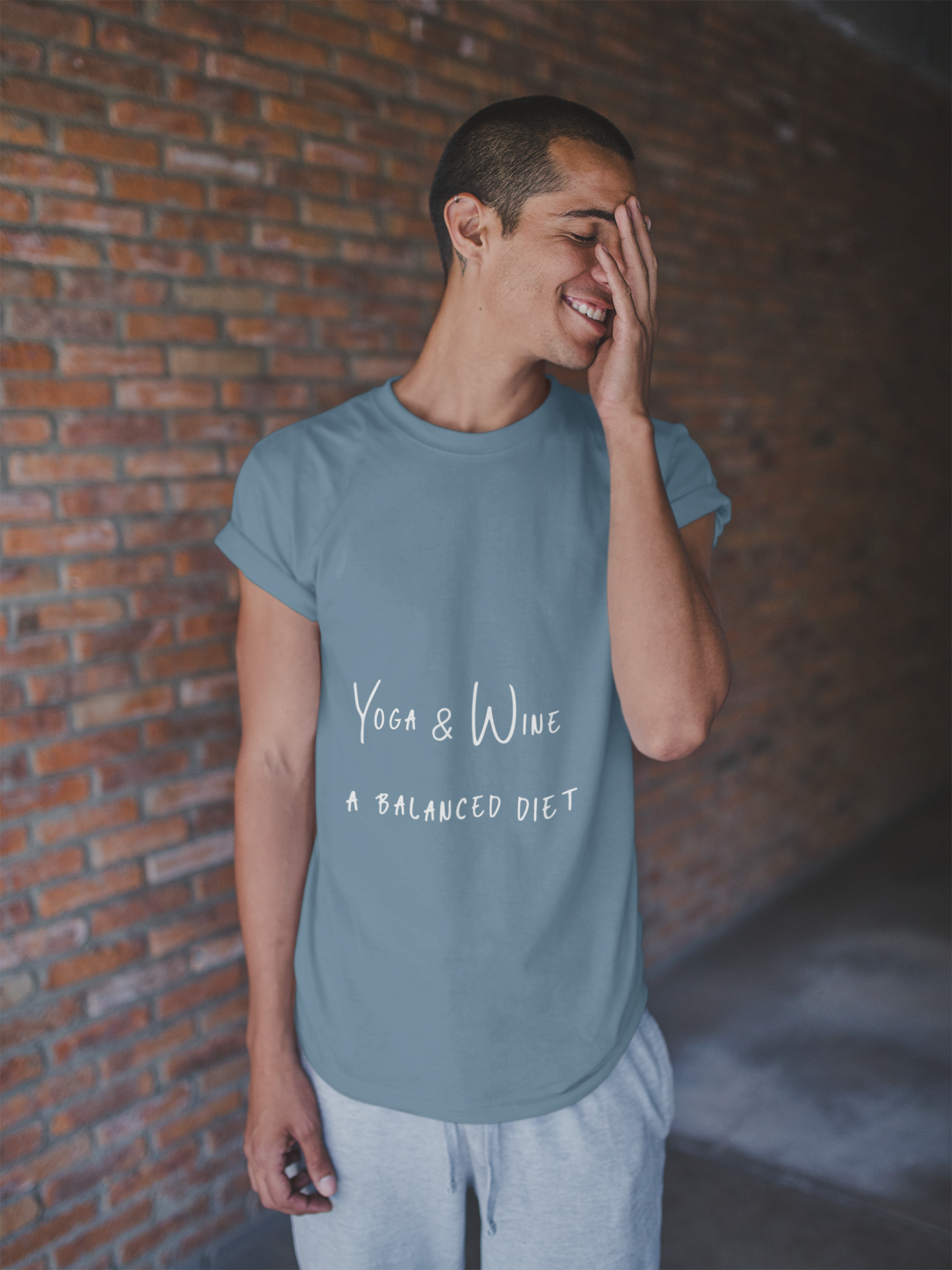 Yoga & Wine A Balanced Diet - Funny Unisex T-Shirt for Yoga Lovers I Funny Gift for Wine Enthusiast I Self-Care Meditation Apparel
