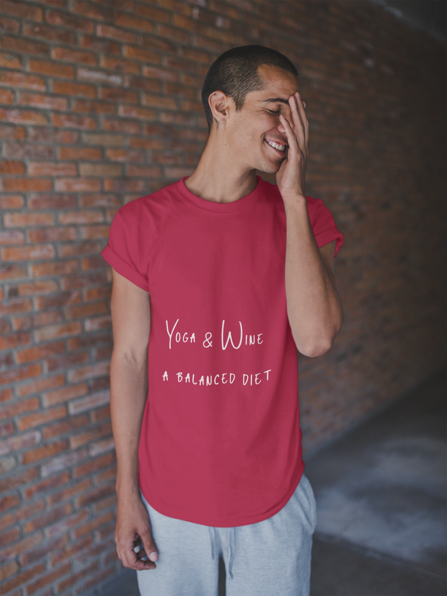 Yoga & Wine A Balanced Diet - Funny Unisex T-Shirt for Yoga Lovers I Funny Gift for Wine Enthusiast I Self-Care Meditation Apparel