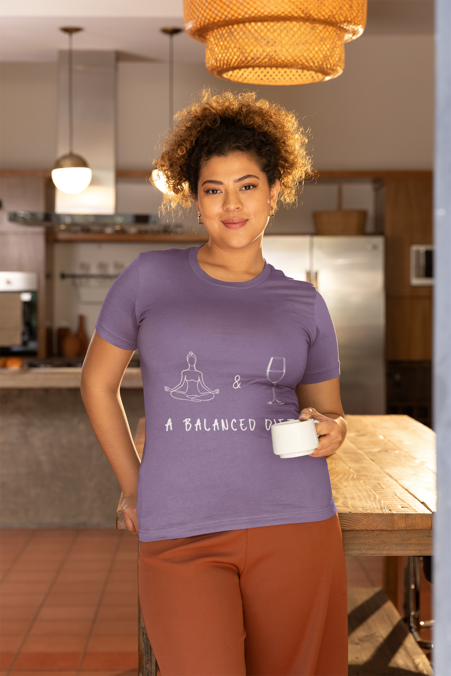 Yoga & Wine A Balanced Diet Funny Tee I T-Shirt for Yoga Lovers I Funny Gift for Wine Enthusiasts I Self-Care Meditation Apparel