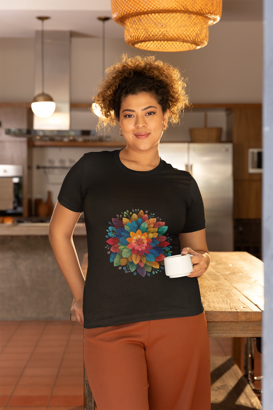Vibrant Mandala Yoga Unisex Tee I Colorful Graphic T-Shirt I Nature Lover Gift I Yoga Self-Care Meditation Apparel