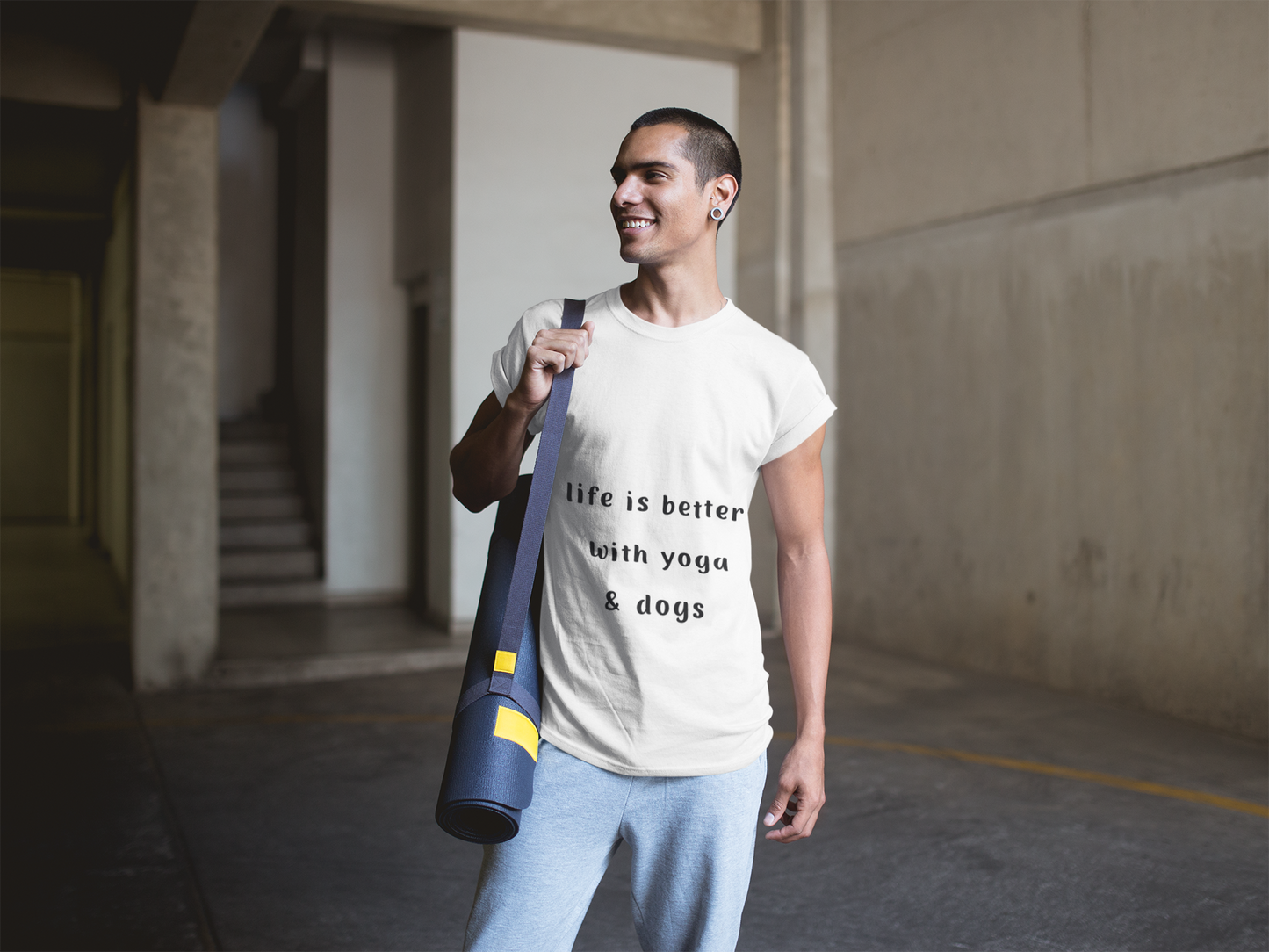 Life is Better with Yoga & Dogs Tee  I Unisex T-Shirt for Dog Lovers I Yoga Enthusiasts I Gift for Pet Parents I Meditation Apparel