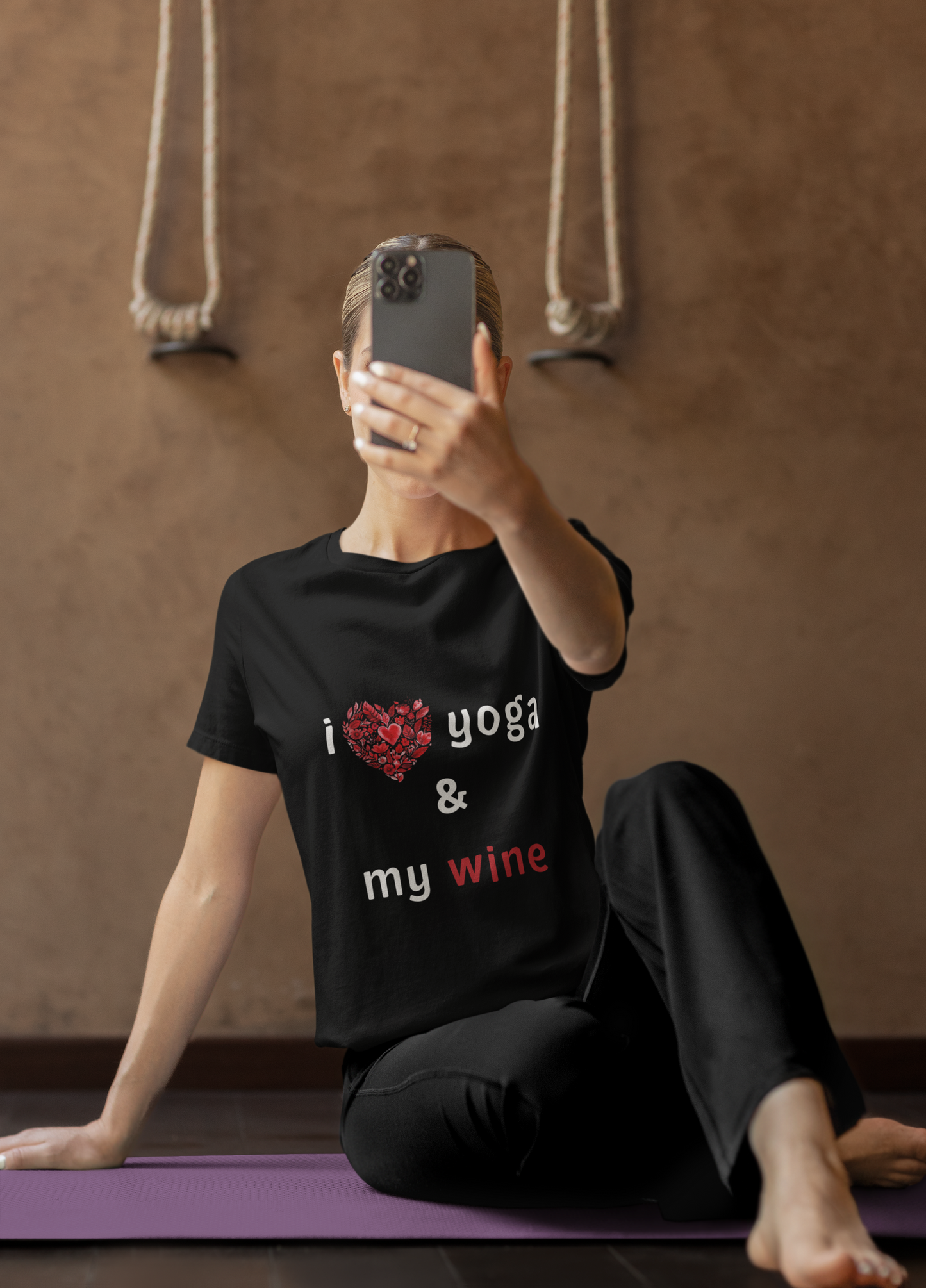 I Love Yoga & My Wine Unisex Tee - Perfect for Yogis and Wine Lovers I Funny Yoga Gift I Self-Care Meditation Apparel