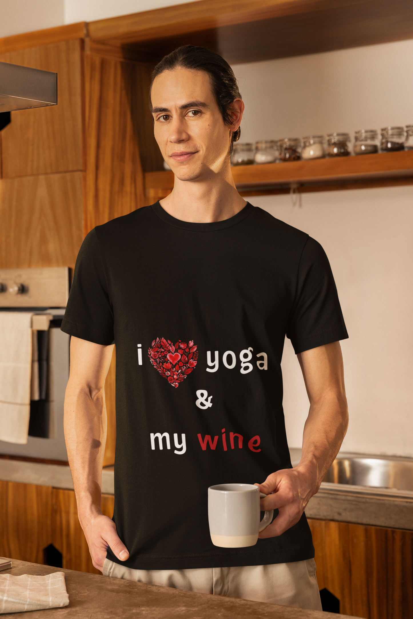 I Love Yoga & My Wine Unisex Tee - Perfect for Yogis and Wine Lovers I Funny Yoga Gift I Self-Care Meditation Apparel