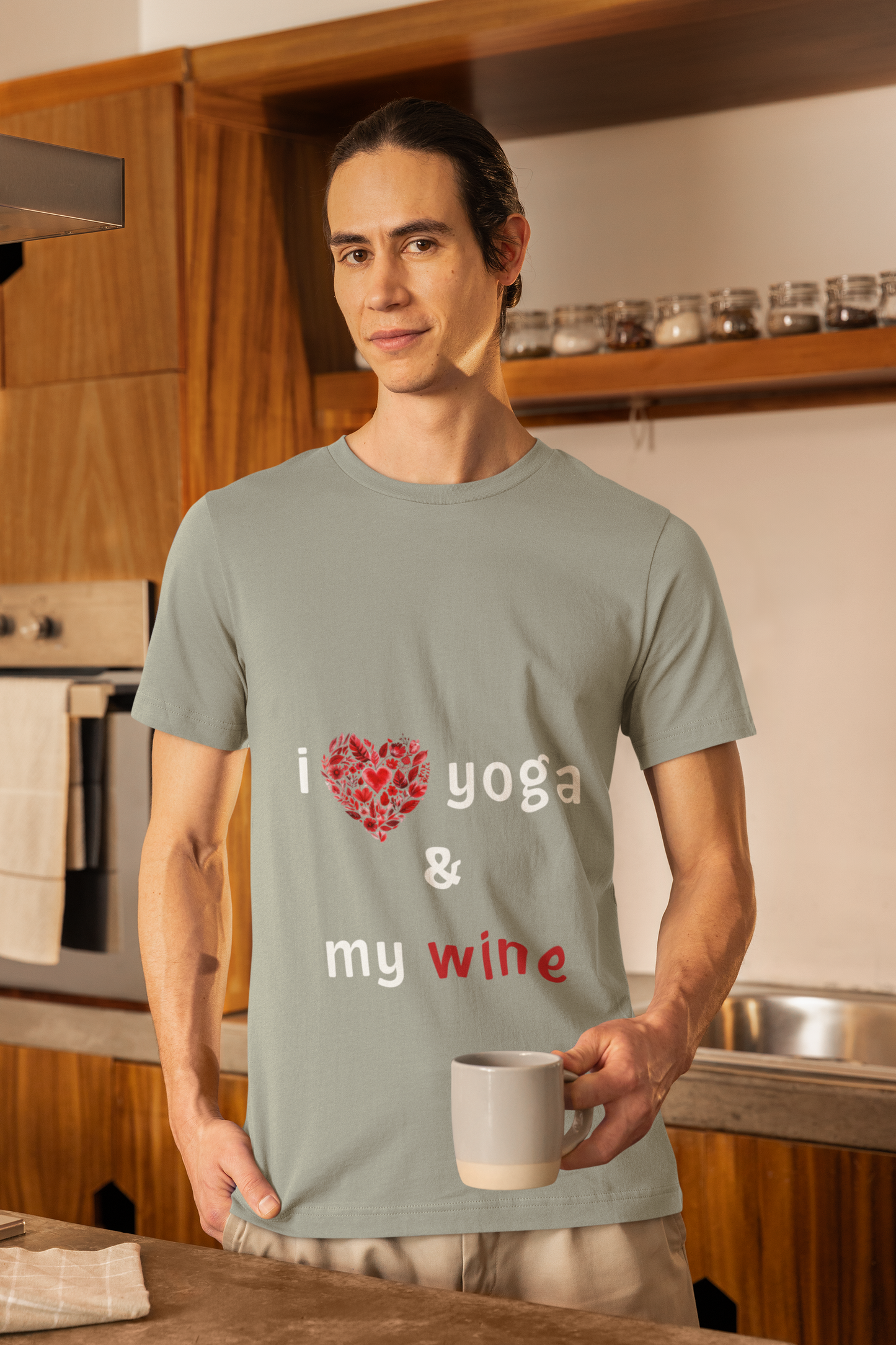 I Love Yoga & My Wine Unisex Tee - Perfect for Yogis and Wine Lovers I Funny Yoga Gift I Self-Care Meditation Apparel